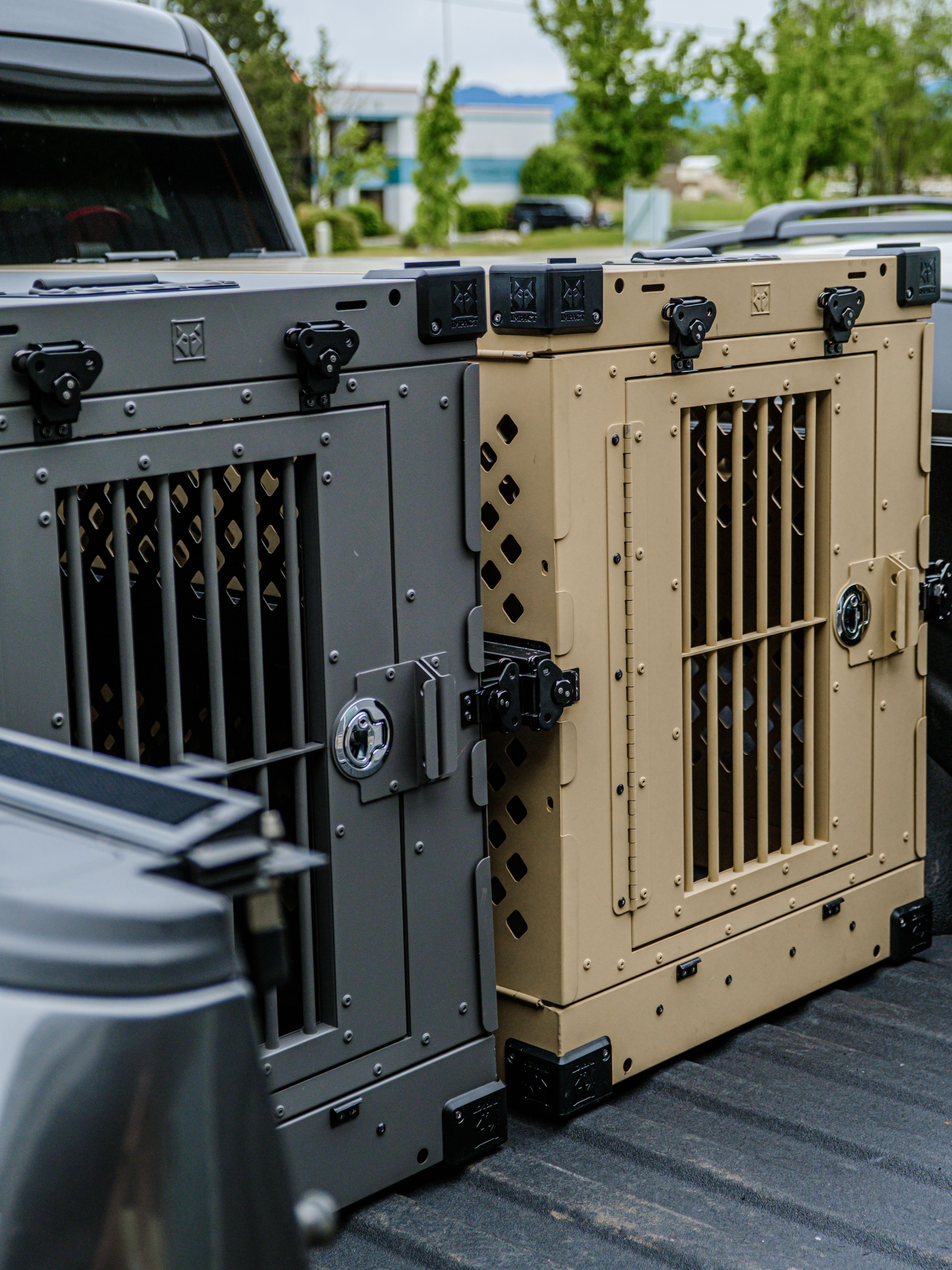 Secure travel crates loaded for transport